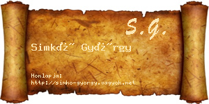 Simkó György névjegykártya